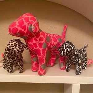 Set of three Pink dogs animals